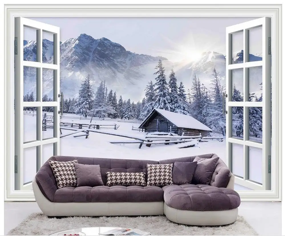 

Home Decoration 3d wallpaper 3D windows snowflakes background wall custom photo wallpaper