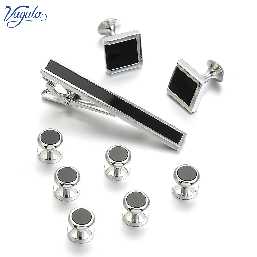 

VAGULA Fashion Cufflink Tie Clip Pin Bar Collar Stud 9 PCS Set Men Jewelry Spinki Tuxedo Gemelos Cuff links Wedding Gift 108