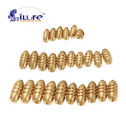 ILure 10 Pcs Thread Copper Ball Pendant 2g/3.5g/5g/7g/10g Pure Copper Fishing Hooks Weights Soft Bait Accessory Fishing Tackle