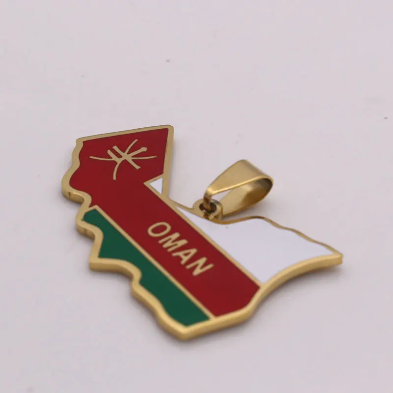 zkd OMAN map OMAN national flag stainless steel pendant necklace