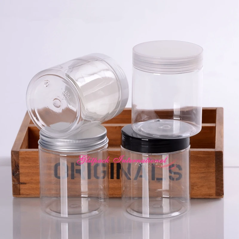 250g Plastic containers for cosmetics refillable bottles Transparent PET Cream Jars Face Mask Container Storage Clear jar