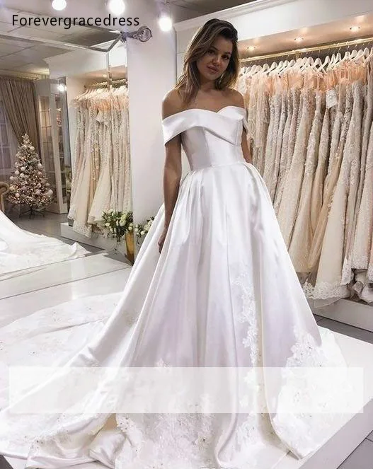 Spring Summer Wedding Dresses 2019 Beautiful A Line Off The Shoulder Country Garden Bride Bridal Gowns Plus Size Custom Made