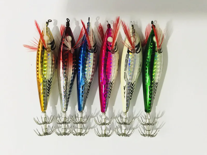 30Pcs New Hard Body Squid Jigs 10CM 10G Random Color Squid Fishing Lures Hard Bait Strong Fishing Hook