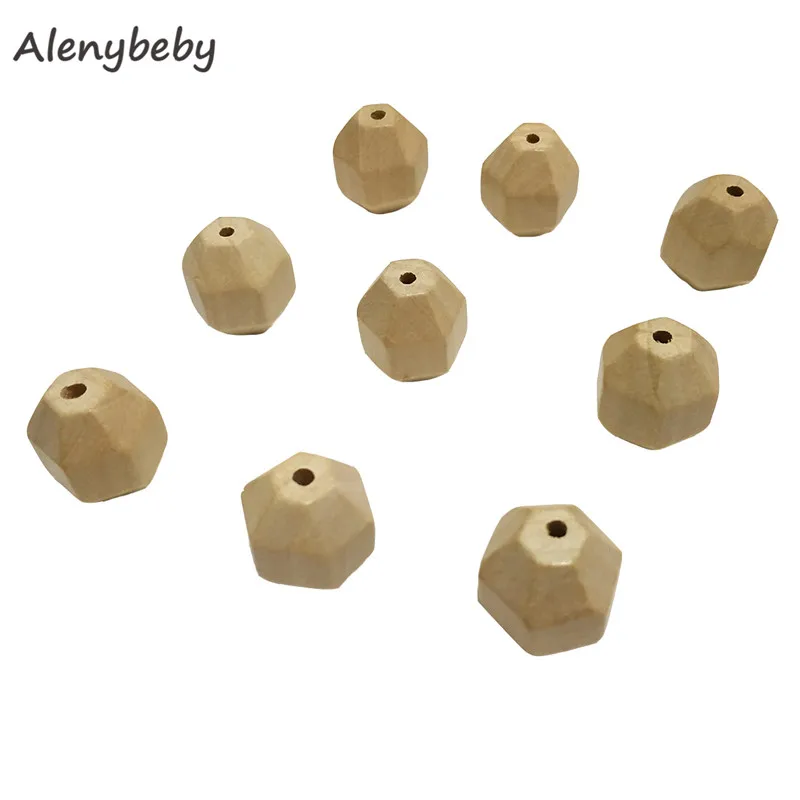 Wood Geometric Icosahedron Beads Teether Nursing Teething Necklace Jewelry DIY Baby Teether Sensory Chewable Beads