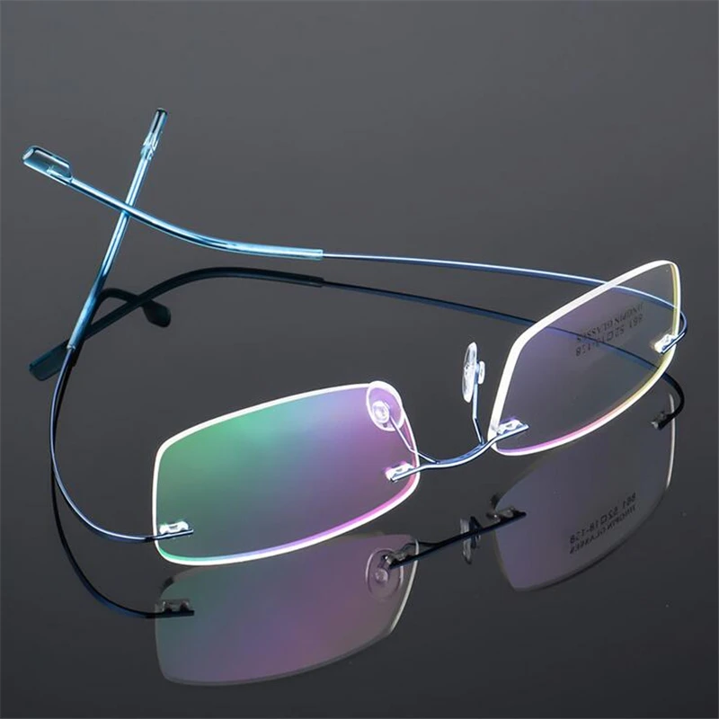 Coating Superelastic Frameless Myopia Eyeglasses Men Women Rimless Ultralight Frame Myopia Glasses 100 ~ 400 degrees
