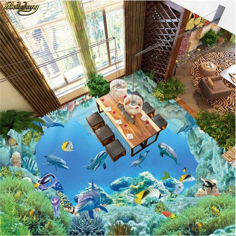 

beibehang Custom photo wallpaper floor painted floor affixed to the underwater world 3D floor papel de parede