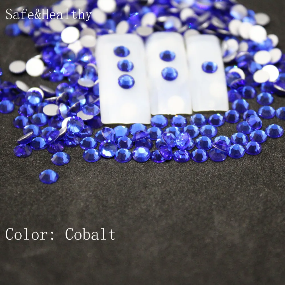 

SS3-SS34 Cobalt Rhinestones Back Flat Round Nail Art Decorations And Stones Non Hotfix Rhinestones Crystals for DIY Glass