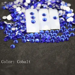 SS3-SS34 Cobalt Rhinestones Back Flat Round Nail Art Decorations And Stones Non Hotfix Rhinestones Crystals for DIY Glass