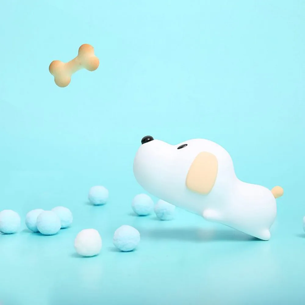 Luz LED nocturna con Sensor táctil para perro, lámpara de silicona recargable por USB, temporizador regulable, 2 colores, juguete para niños y bebés