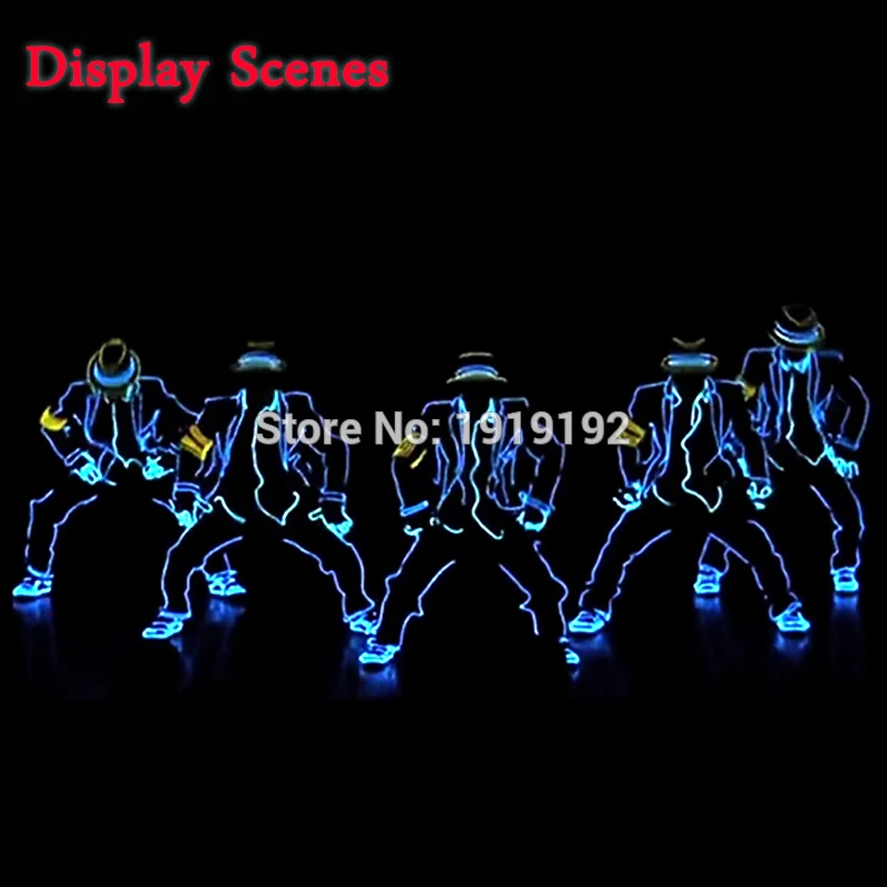 LED Luminous Suit with Gloves and Shoes for Men, EL Clothes, Glowing Costumes, Shoes and Mask, New Fashion