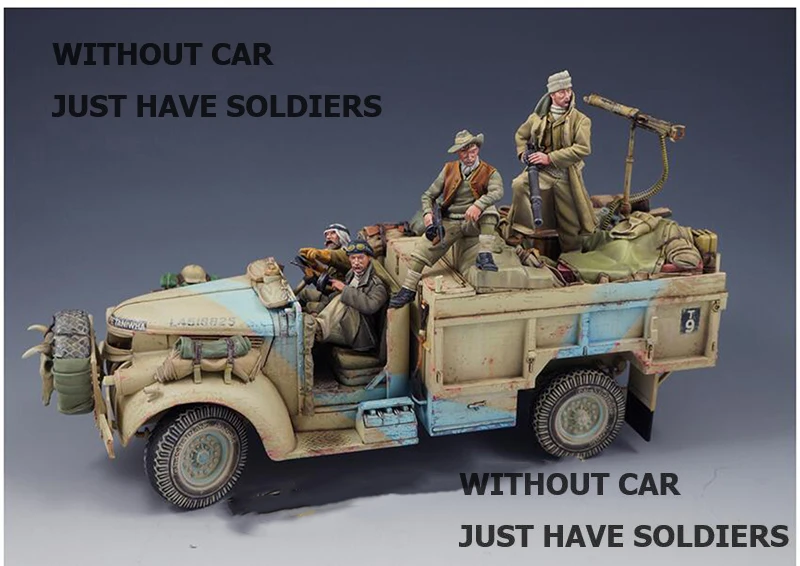 New Unassembled   1/35 The Long Range Desert Patrol include 4  WITHOUT CAR     Resin Kit DIY Toys Unpainted resin model