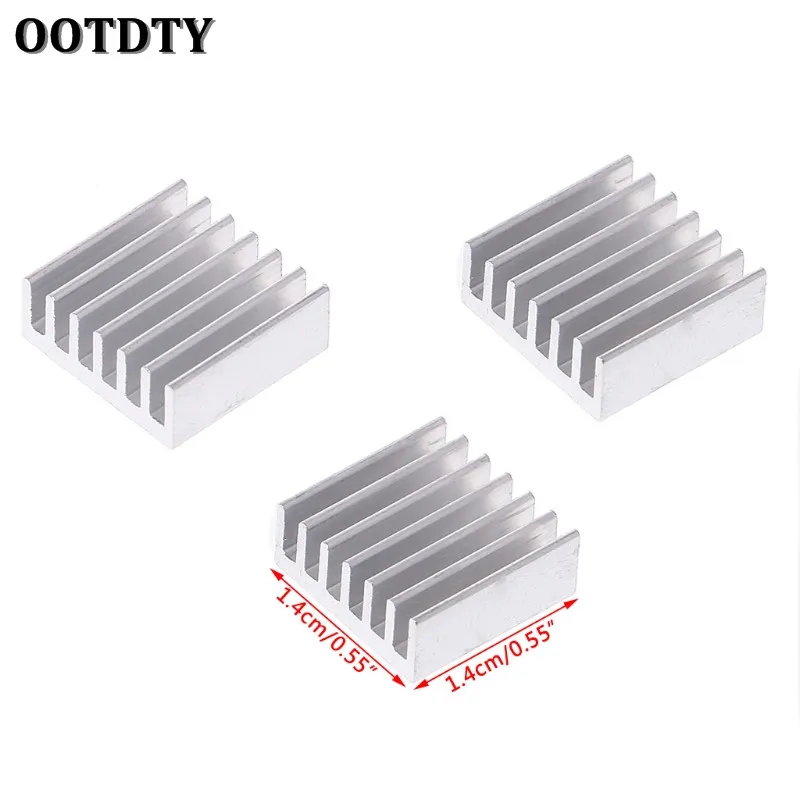 OOTDTY 12 Pcs เงินอลูมิเนียมหม้อน้ำฮีทซิงค์ฮีทซิงค์ระบายความร้อนชุด 14x14x6mm
