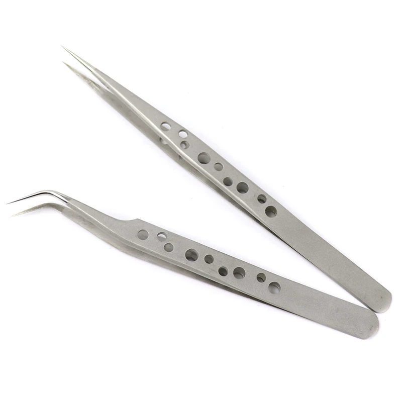 Precision Electronic Industrial Tweezers Stainless Steel Forceps Anti-Skid Hard Thickness Makeup Medical Repair Hand Tools