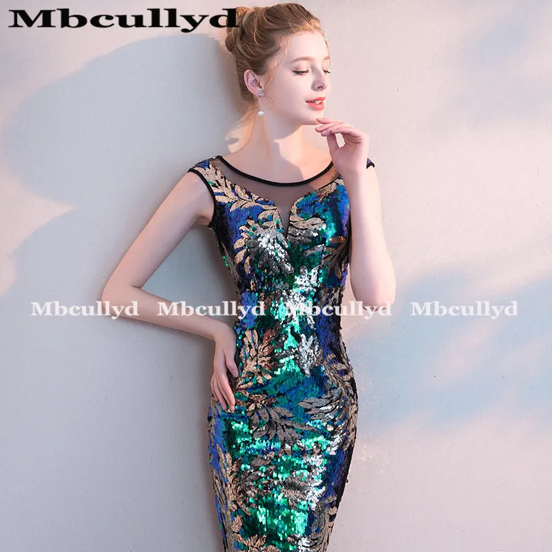 Mbcully 2023 brilhando lantejoulas sereia vestidos de baile africano com sheer scoop neck backless elegante preto meninas noite gala vestidos