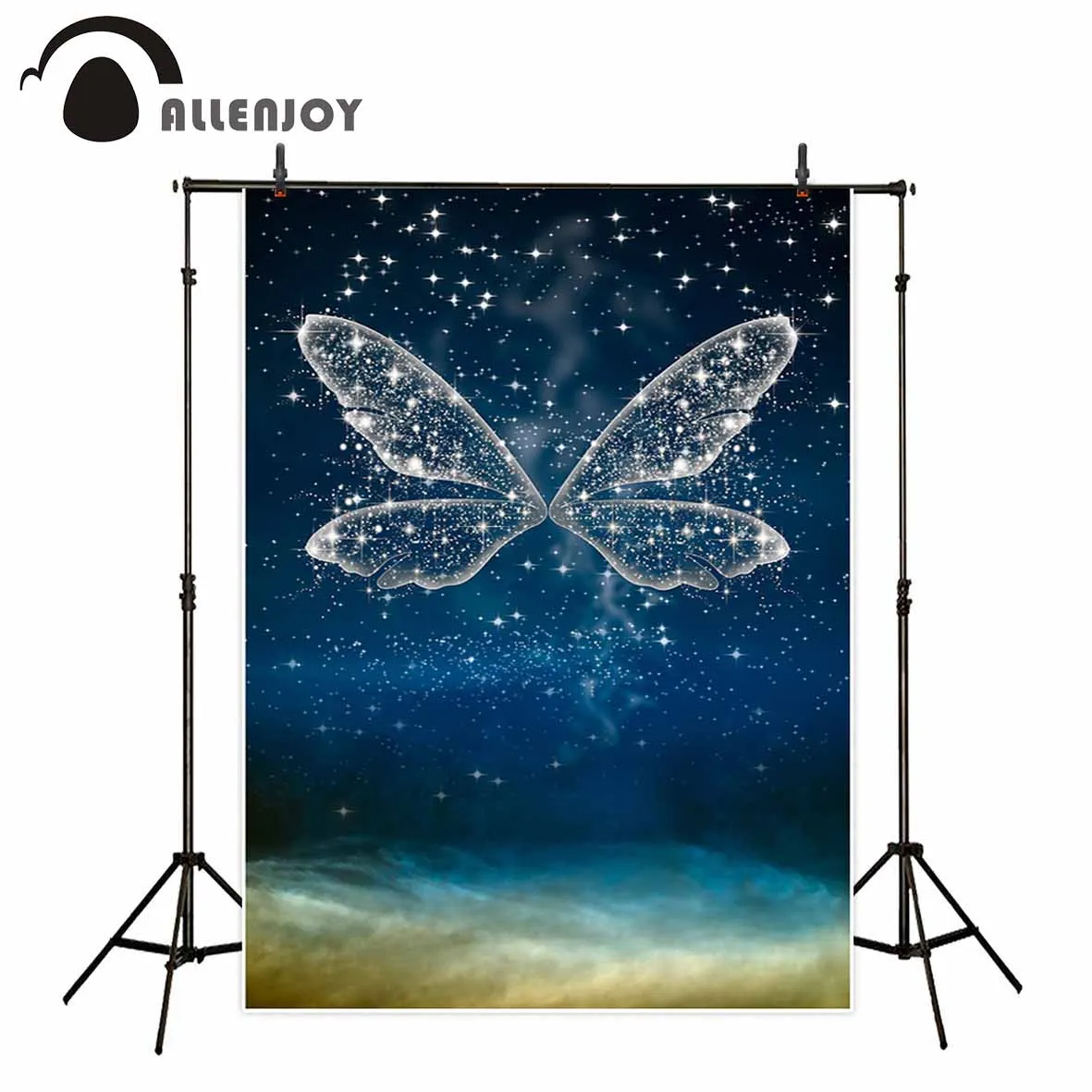 

Allenjoy new Year decoration Shiny blue butterfly wings wonderland fairy tale children background photography backdrops