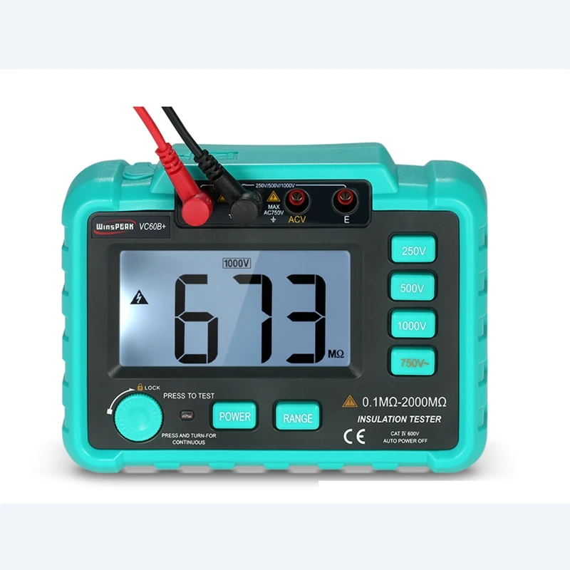 Digital Insulation Resistance Meter VC60B+Megohm Megohmmeter Earth Ground Resistance Impedance Tester Short Circuit DC250V/1000V