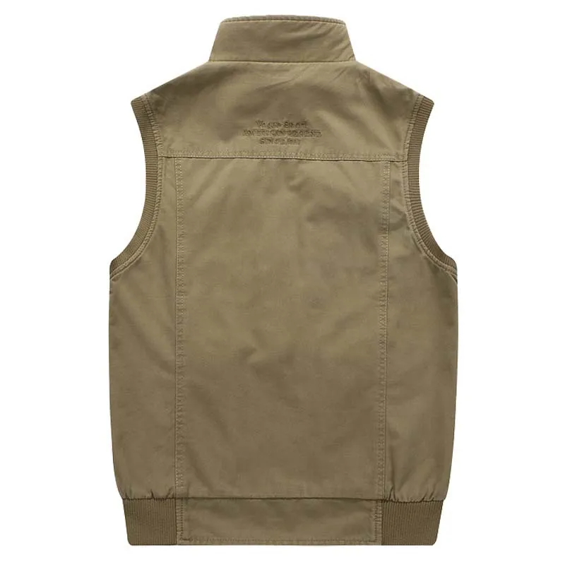 Double SIDE Vest Cotton PLUS SIZE M-8XL Men Casual Vest with Many Pocket Sleeveless Jacket Mandarin Collar Military Waistcoat