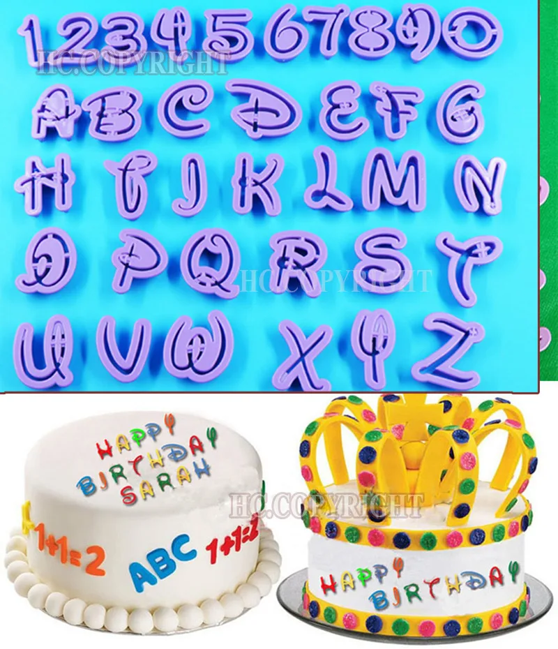 High Quality 10pcs Arabic Numerals & 26pcs Alphabet Letters DIY Baking Fondant Cake Decorating Mold Cookie Cutters