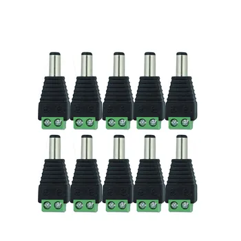 10 szt. 12V 2,1 x 5,5 mm DC Męska wtyczka zasilania Jack Adapter Złącze Wtyczka do CCTV Jednokolorowe światło LED