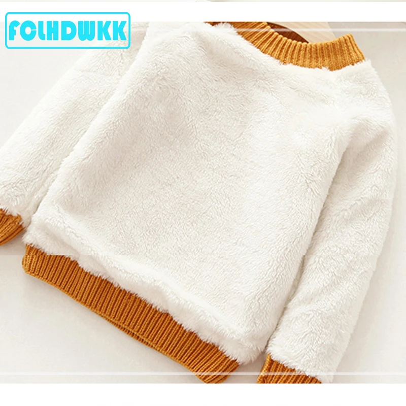 FCLHDWKK Pure Color Thicken Winter Baby Girl Sweater Boy Girls Kid Thicken Knitted Bottoming Shirts Pullover Sweaters 18M-8T