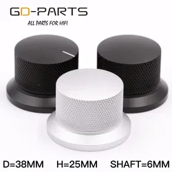 GD-PARTS 38x25mm Machined Aluminum Knob Volume Sound Control Knob For Hifi Audio AMP Turntable Recorder Radio Silver Black 1PC