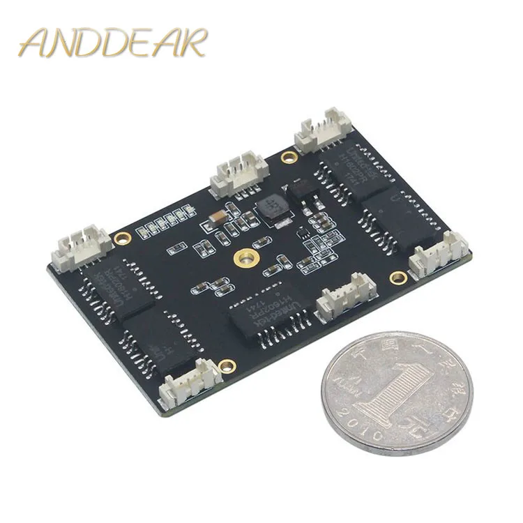 ANDDEAR カスタマイズされた工業用 5 ポート 10/100 M 管理ネットワークイーサネットスイッチ 12 v pcba モジュールネットワークスイッチ