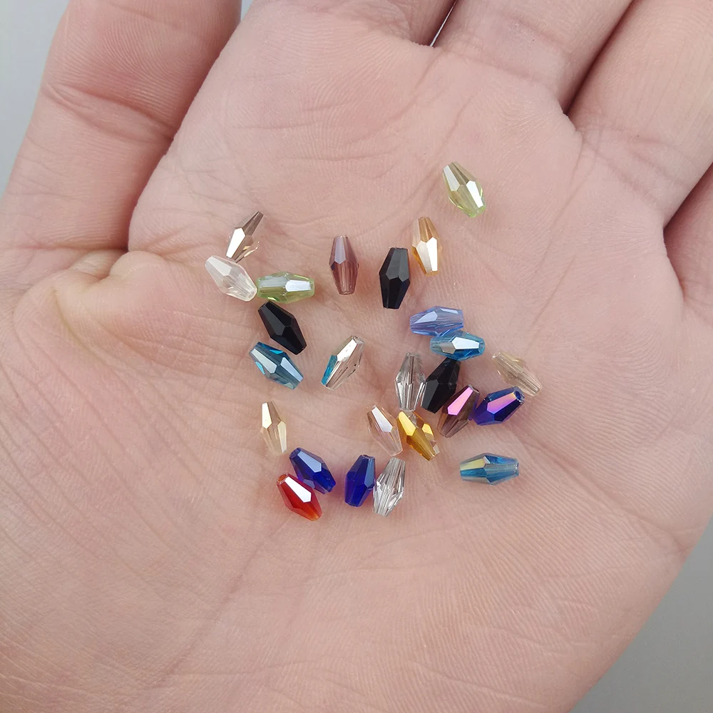 WLYeeS 3*6mm Faceted Austrian Long Bicone crystal beads 100pcs/lot cone glass Loose Spacer bead for Jewelry bracelet making DIY