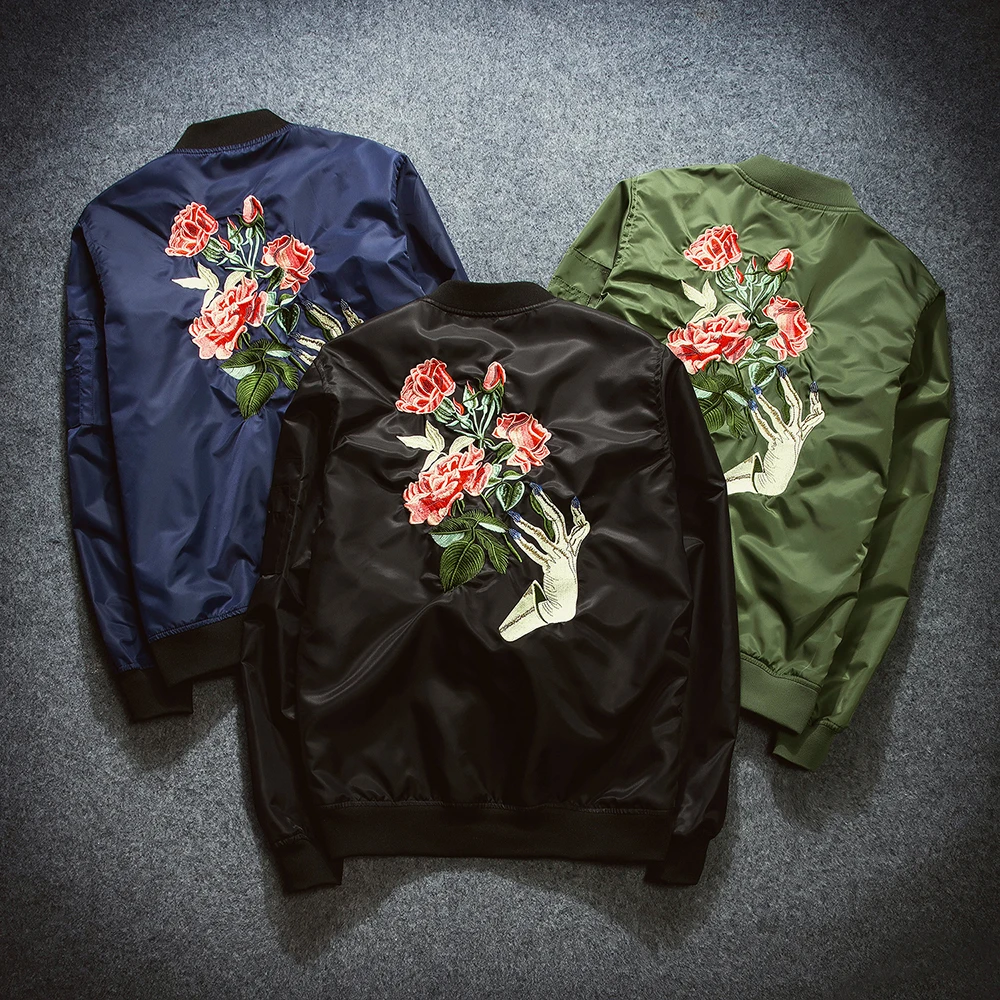 Männer mantel marke jacken und mäntel stickerei florales flug bomberjacke frauen military windjacke ceket chaquetas mujer