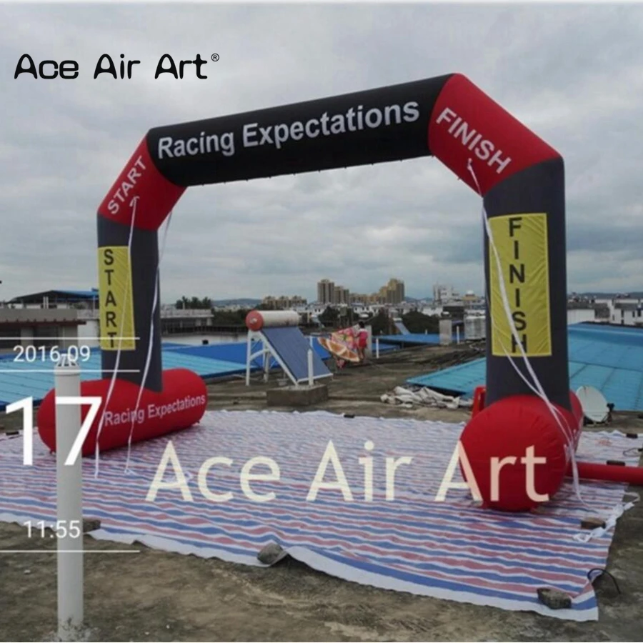 

6m W x 4m H Red and Black Inflatable Arch with Banner Start Finish Line Sport Archway with Free Air Blower and Standing