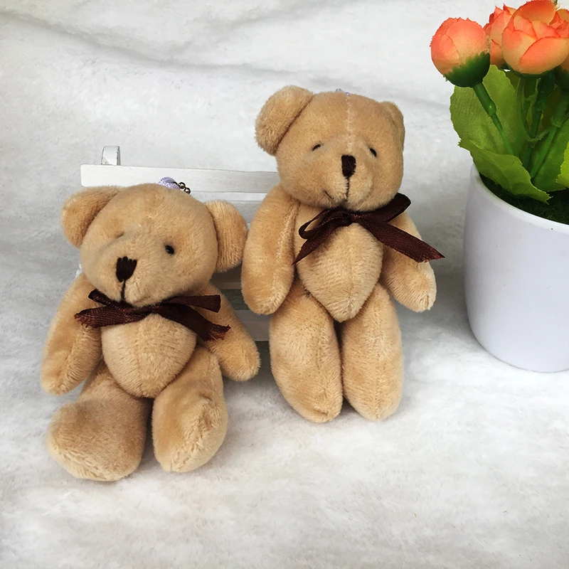 50PCS/LOTMini Teddy Bear Stuffed Plush 12cm Toys Small Bear Stuffed Toys Khaki pelucia Pendant Kids Birthday GiftHMR049