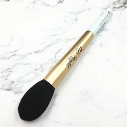 High End Rose Gold Long Wood Handle Soft Fluffy Hair Blue Mr Right Perfect Face Powder Makeup Brush Blush Brush