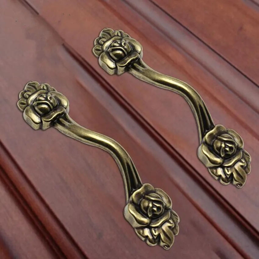 

96mm rustico vintage rose furniture handles bronze drawer kitchen cabinet pulls knobs antique brass dresser cupboard door handle