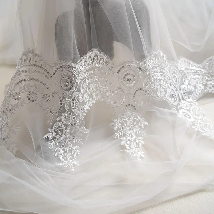3 Yards/Lot 14 Farben Auto Knochen Stickerei Stoff Pailletten Spitze Trim Für Handgemachte DIY Kleidung Hochzeit Kleid Schleier 24CM Zubehör – Detail 6