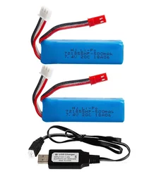 7.4V 500mAh 20C Lipo Battery 2s /usb charger for A202 A212 A222 A232 A242 A252 4WD RC Car
