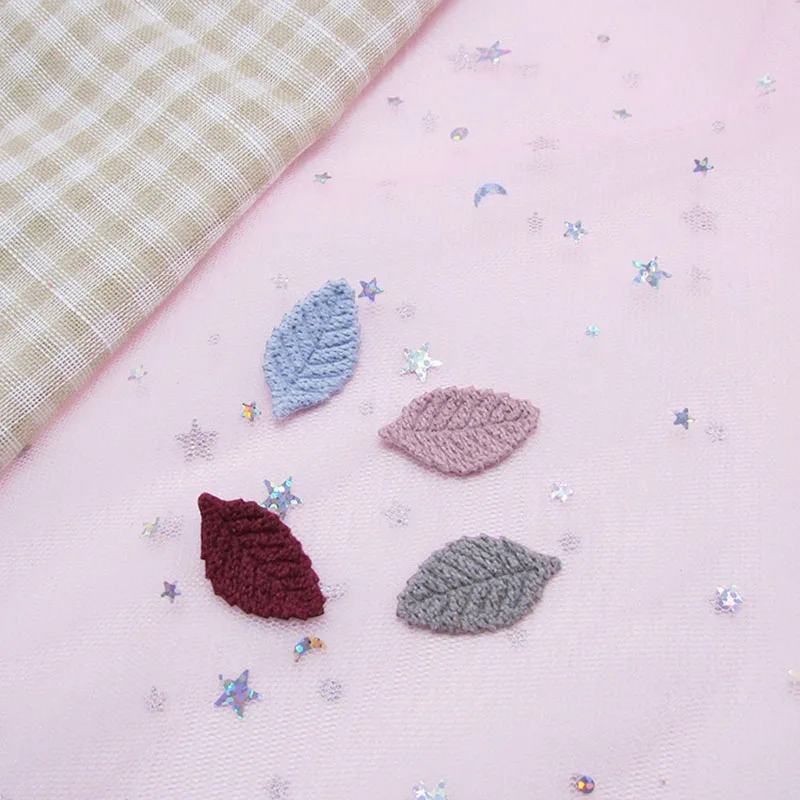 80 Stück 2,8x1,6cm Häkelblatt-Polsterapplikationen, künstliche Patches für DIY-Bastelarbeiten, Haarspangen-Dekoration – Detail 12