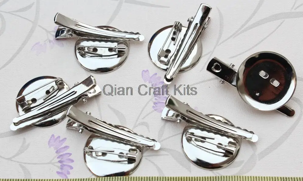 150pcs mix sizes 20mm-30mm glue Brooch Pin hair Clips with brooch Combo Glue Pad- Alligator Clips Brooch Pins