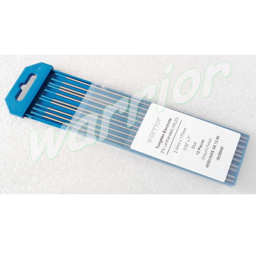 

2% Lanthanated Tungsten Electrode WL20 Blue Tips 2.4*175mm 3/32"-7"For TIG Welder Welding 10PCS