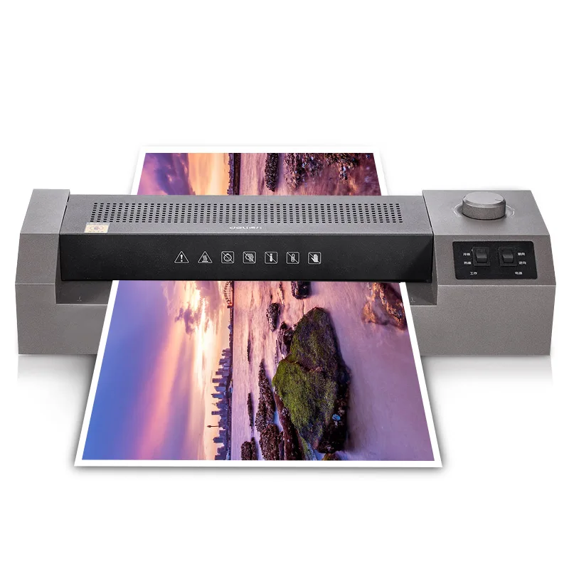 Deli 2133 Document Photos Cold and Hot Laminator No Blistering Two Stalls Flim Thickness Adjustable Laminating Machine