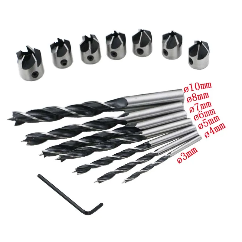 

8 Pieces 3mm-10mm HSS 5 Flute Countersink Drill Bit Deburring Tool Set Carpentry Reamer Woodworking Chamfer End Milling