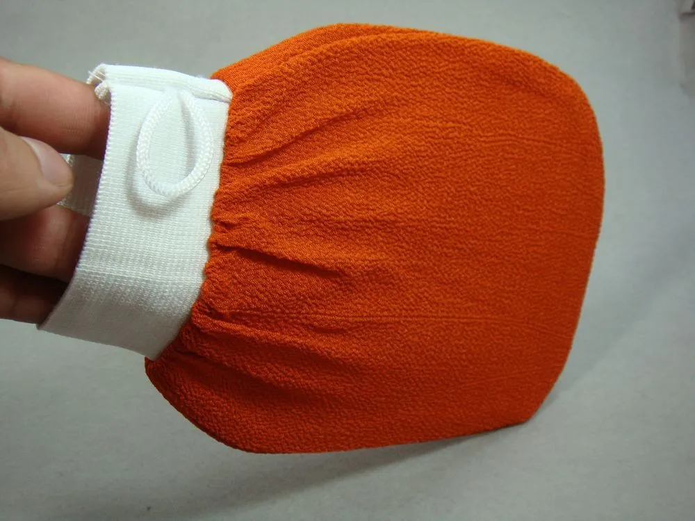 orange kessa glove, turkish hammam scrub mitt,exfoliating scrub mitt bath glove skin towel korea glove