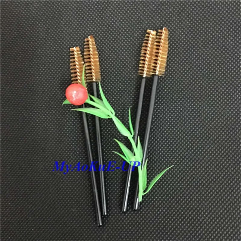 Wholesale 500 pcs/lot Black Handle Brown Disposable Glad Lash Cosmetic Eyelash Extension Eyelash Brush Mascara Applicator Wand