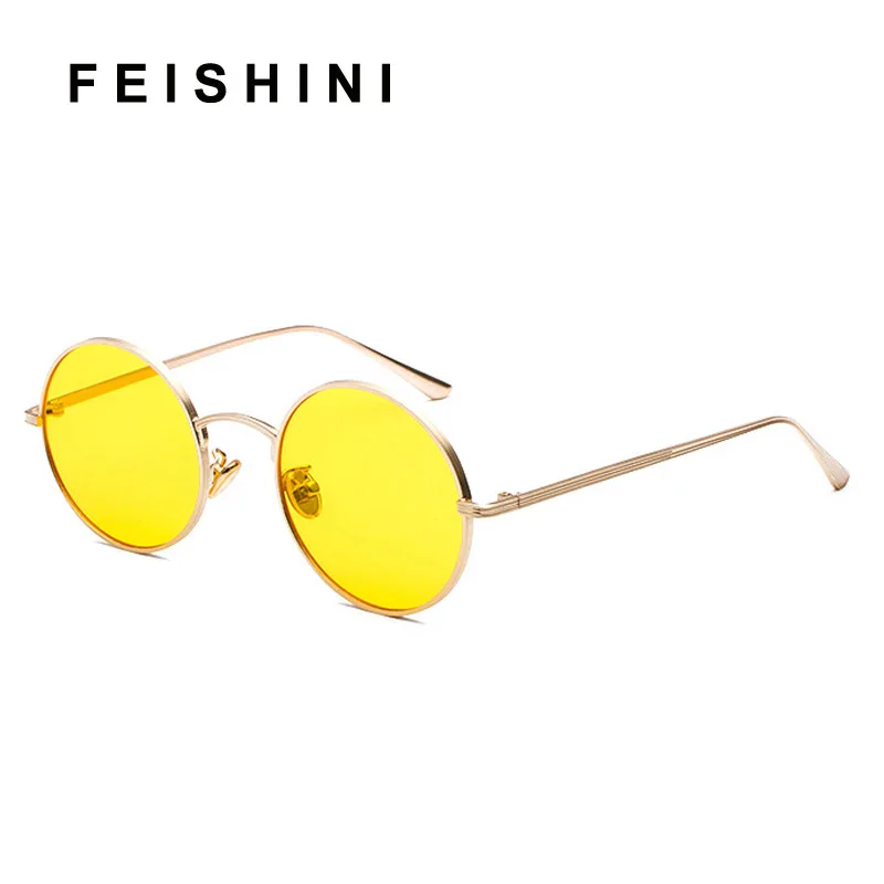 الأحمر Oculos دي سو العلامة التجارية الكلاسيكية Steampunk النظارات الشمسية النساء مستديرة المعادن الزخرفية نمط Vintage الشرير الأصفر النظارات الشمسية للرجال