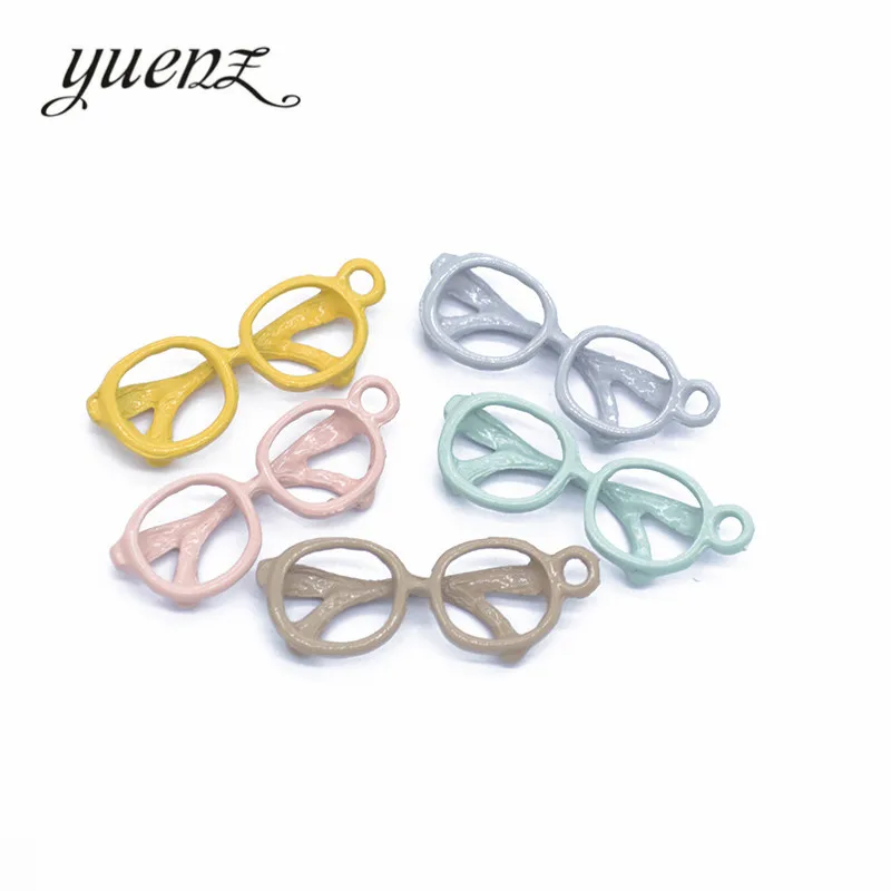 20pcs Candy Colors Glasses Mixed Style Charm Alloy Paint Pendant for Jewelry Making DIY fit Necklace Accessorie W53