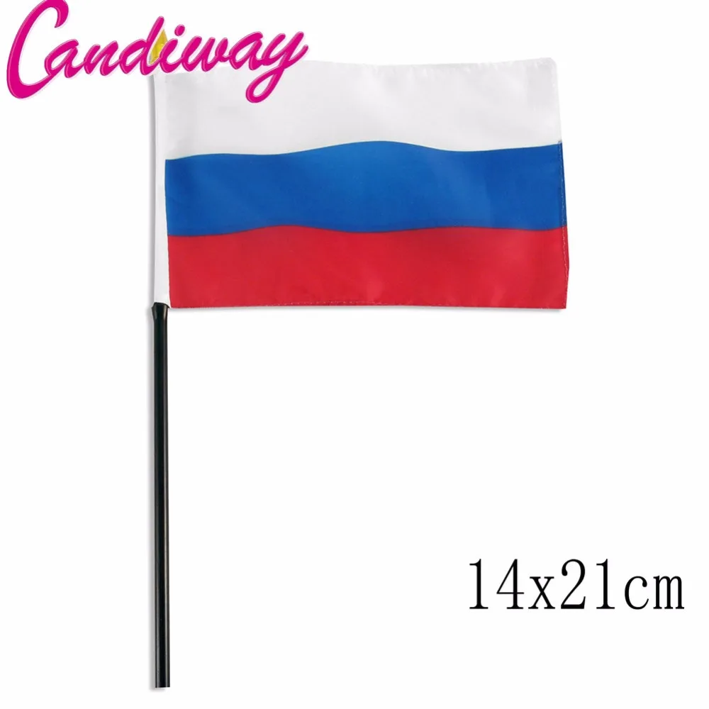 14x21cm  5pcs Small Russian flag with Plastic Flagpoles Activity parade Sports Home Decoration  NC006