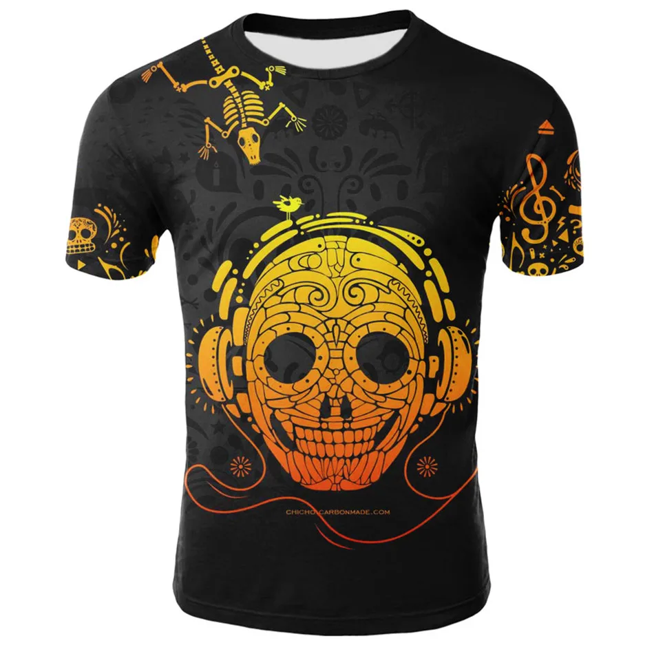 Summer Children Cool T Shirt Boy Girl 3d T-Shirt Fire Colorful Skull Head 3d Print Kids Hip Hop Tees Holloween Clothes Tshirts