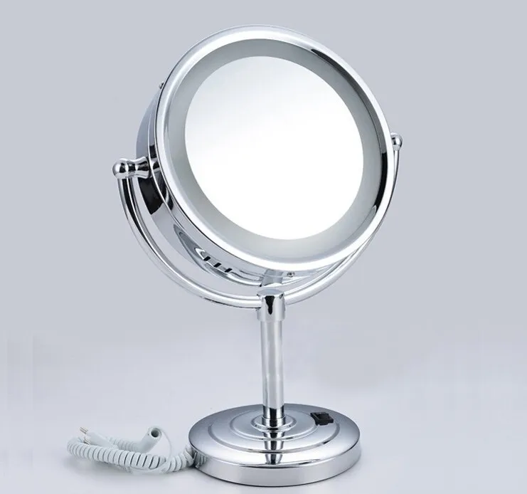 Led Cosmetic Mirror with Light 1/3X brass Battery Makeup Mirror with Light Table Stand Mirror BM005