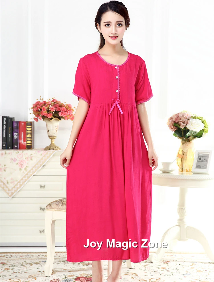 

yomrzl L724 2016 new arrival summer cotton women's nightgown short sleeve sleepwear one piece royal princess sleep dress