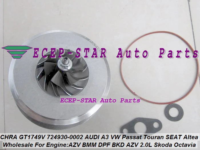 

ww Turbo CHRA Cartridge GT1749V 724930-5008S 724930 724930-0002 724930-04 724930-0006 For AUDI A3 For VW Passat Touran BKD AZV