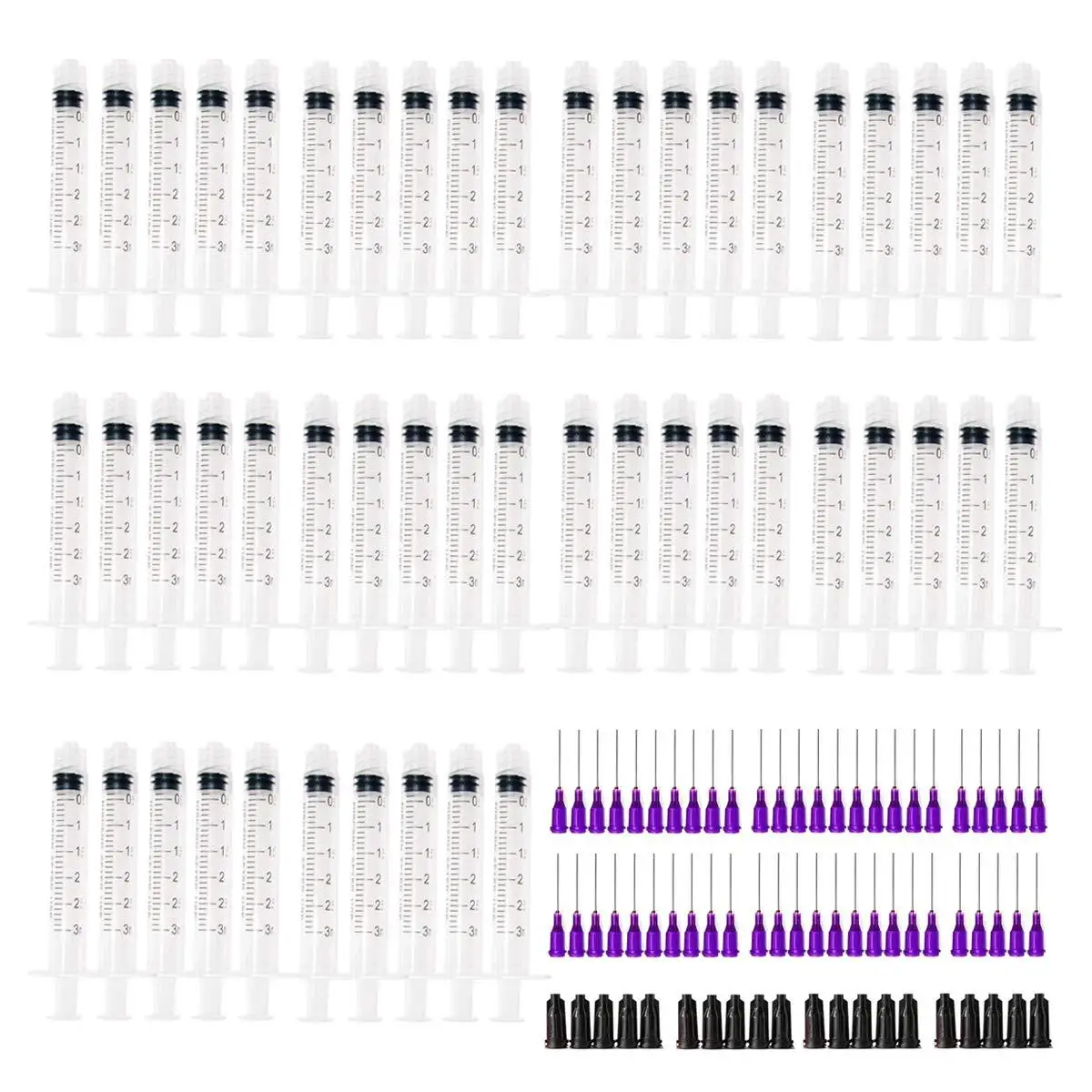 

Plastic Syringe 3ml with 1inch 21G Blunt Tip Needles For Lab and Industrial Dispensing Adhesives Glue Soldering Paste(set of 50)