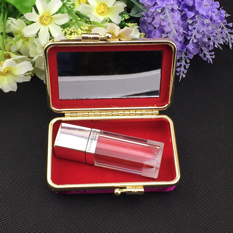 Floral Portable Jewelry Storage Case with Mirror Empty Double Lipstick Case Iron clip Container Lip Balm Packaging Tube 2pcs/lot